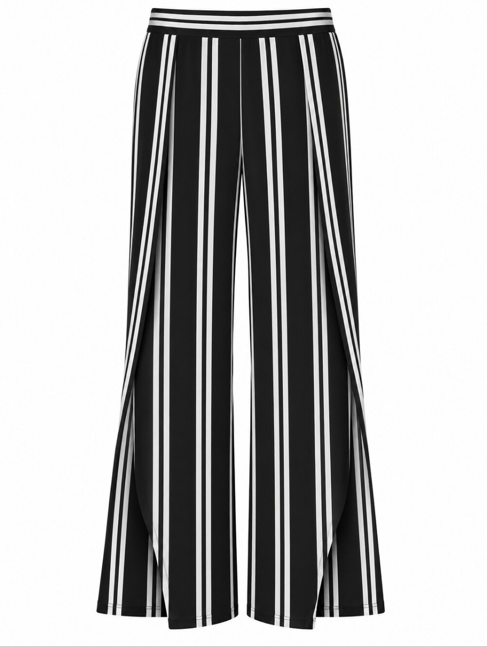 Boston Proper Beyond Travel Black White Striped Split Leg Palazzo Pants Size L